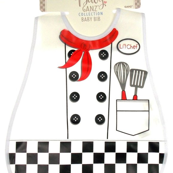 Baby Ganz Collection Bib Lil Chef Black & White - Picture 1 of 1